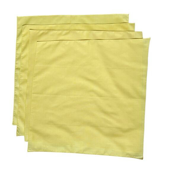 Cloth Dinner Napkins Lot of 4 Bright Yellow Square 18 Inch Soft Fabric - Picture 3 of 6